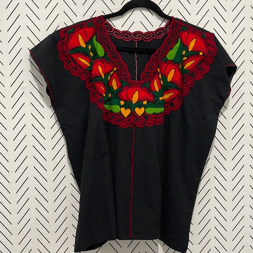 Embroidered, Vibran Top, Ethnic, Boho, Medium, Large, matching Belt, bohemian.